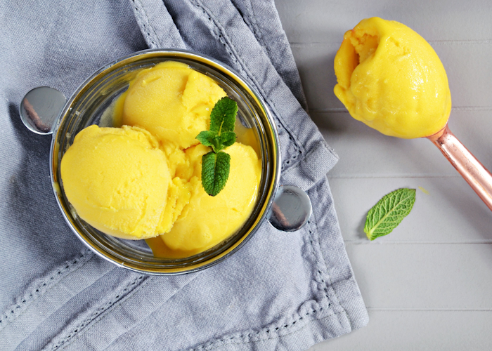 2-ingredient mango and coconut sorbet ice-cream 